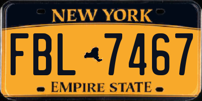 NY license plate FBL7467