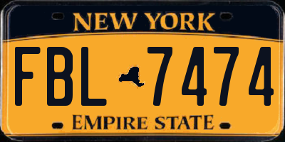NY license plate FBL7474