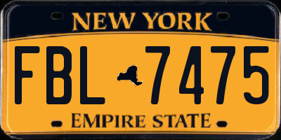 NY license plate FBL7475