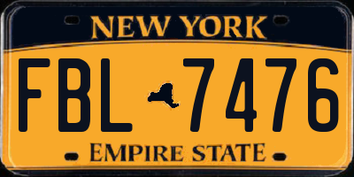 NY license plate FBL7476