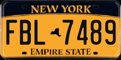 NY license plate FBL7489