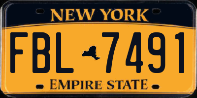 NY license plate FBL7491