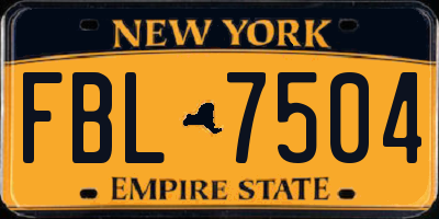 NY license plate FBL7504