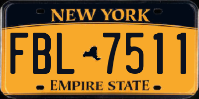 NY license plate FBL7511