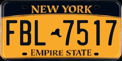 NY license plate FBL7517