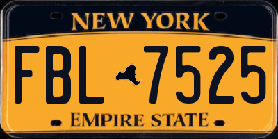 NY license plate FBL7525