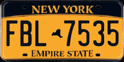NY license plate FBL7535