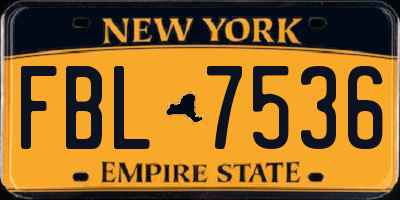 NY license plate FBL7536
