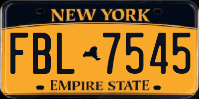 NY license plate FBL7545