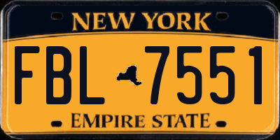 NY license plate FBL7551
