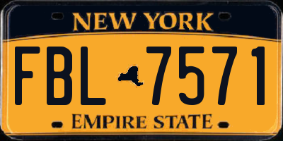 NY license plate FBL7571