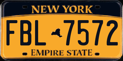 NY license plate FBL7572