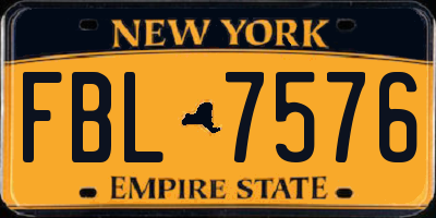 NY license plate FBL7576