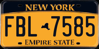 NY license plate FBL7585