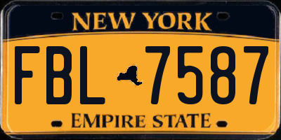 NY license plate FBL7587