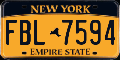 NY license plate FBL7594