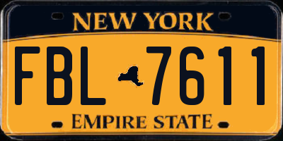NY license plate FBL7611