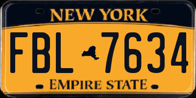 NY license plate FBL7634