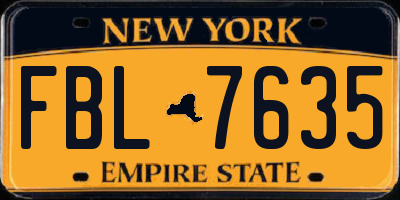 NY license plate FBL7635