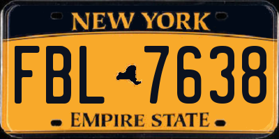 NY license plate FBL7638