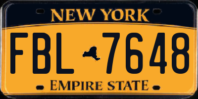 NY license plate FBL7648