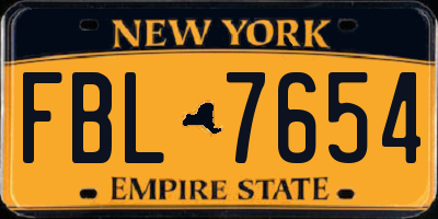 NY license plate FBL7654