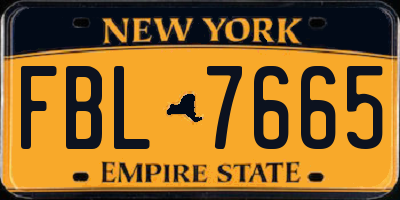 NY license plate FBL7665