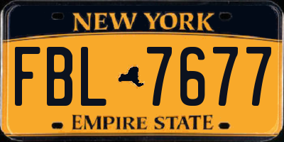 NY license plate FBL7677