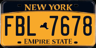 NY license plate FBL7678