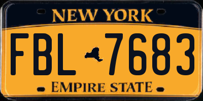 NY license plate FBL7683