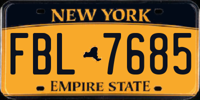 NY license plate FBL7685
