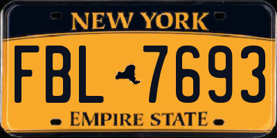 NY license plate FBL7693