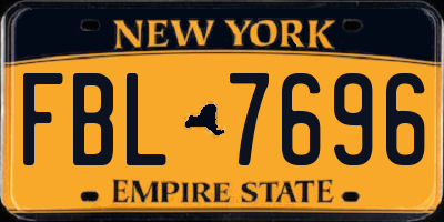 NY license plate FBL7696