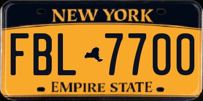 NY license plate FBL7700
