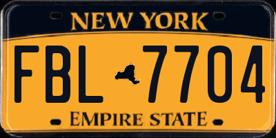 NY license plate FBL7704