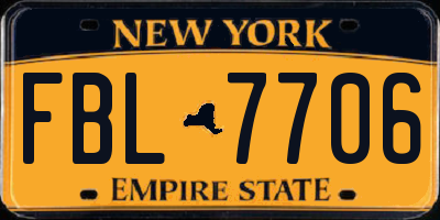 NY license plate FBL7706