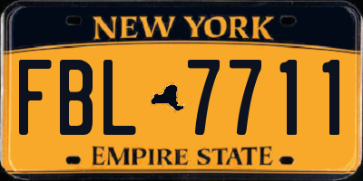 NY license plate FBL7711