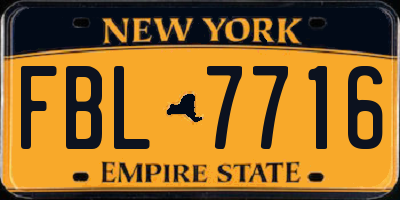 NY license plate FBL7716