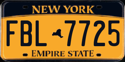 NY license plate FBL7725