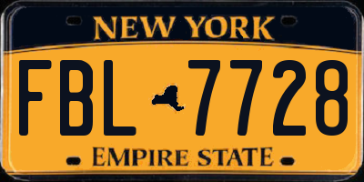 NY license plate FBL7728