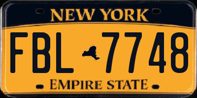 NY license plate FBL7748