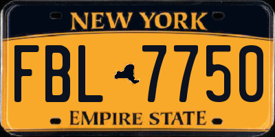 NY license plate FBL7750