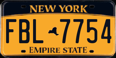 NY license plate FBL7754