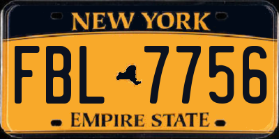NY license plate FBL7756