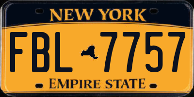 NY license plate FBL7757