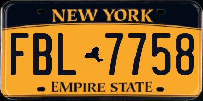 NY license plate FBL7758