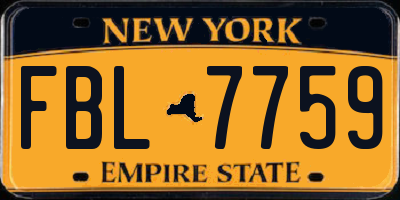 NY license plate FBL7759