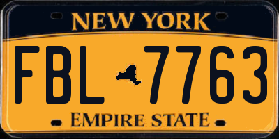 NY license plate FBL7763