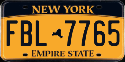 NY license plate FBL7765