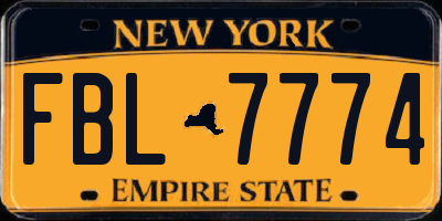 NY license plate FBL7774